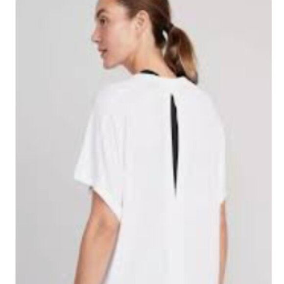 Old Navy Oversized UltraLite Open Back Tunic T-Shirt for Women black - Picture 8 of 9